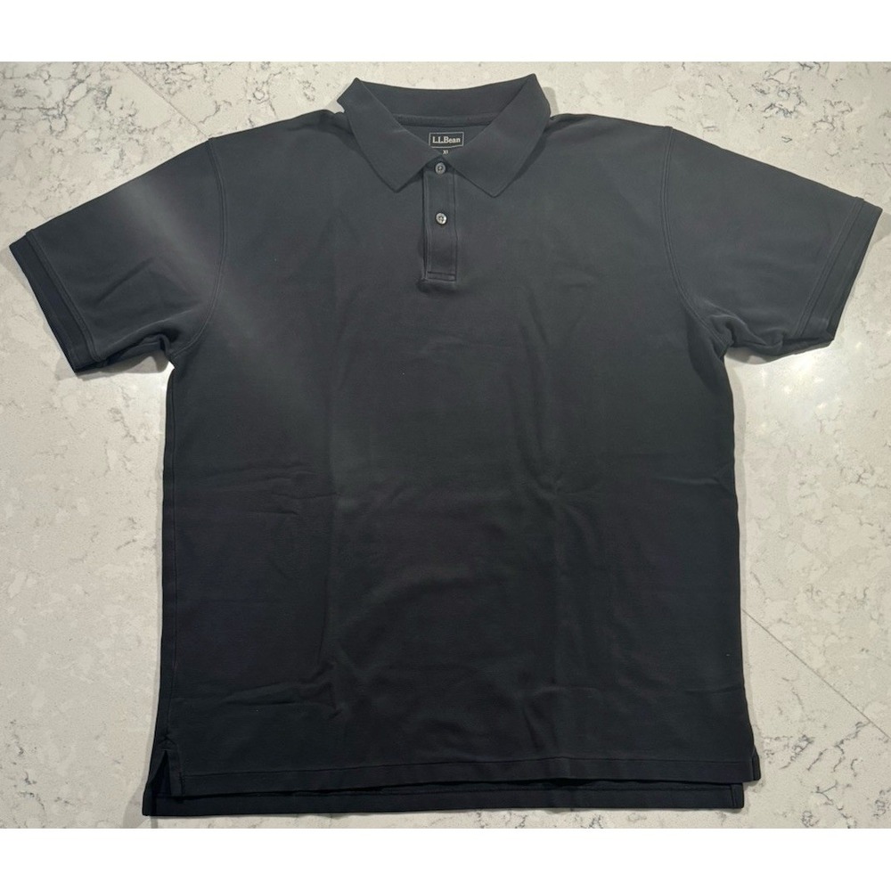 L.L. Bean Polo Shirt Mens XL Tall Black Short Sleeve 100% Cotton Casual
